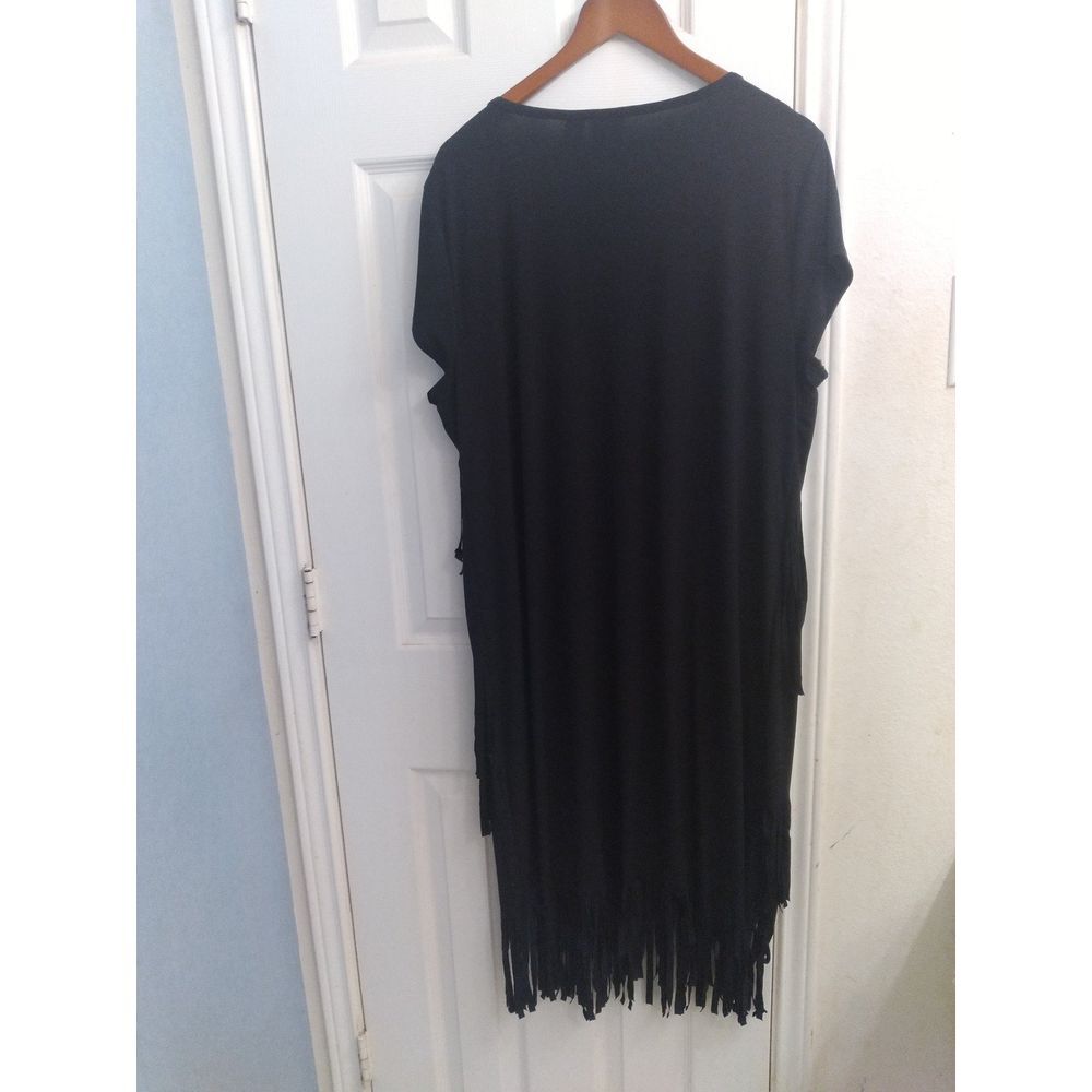 Fringe‎ Dress Tiered Boho Festival Party Casual Black Dress Plus Size